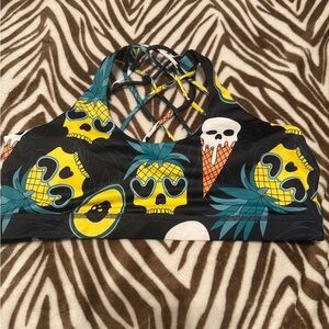 Workout Top with Skull and Pineapple Design